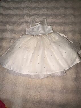 American Princess white tulle dress with pearls and sparkles